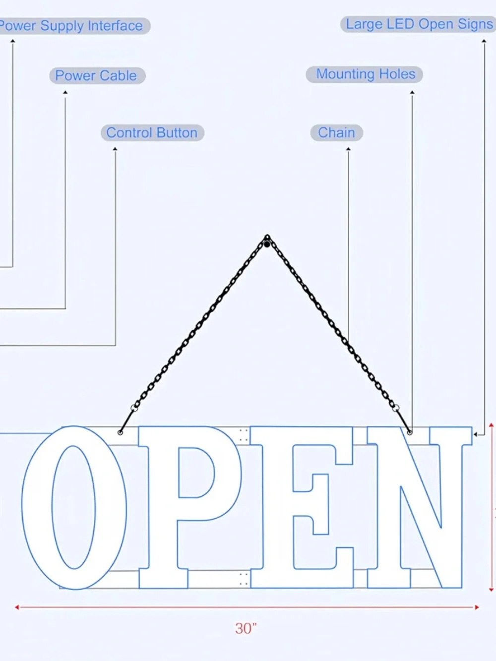 LED “OPEN” Ultra Bright Sign Hanging Business Sign NEW